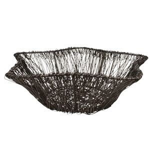 Star Shaped Black Metal Woven Basket Catchall Bread Basket 1.5 Lbs  11" X 4"